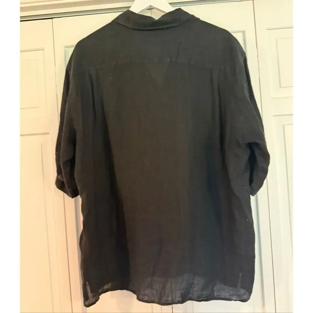 Banana Republic 100% Irish linen black short sleeve button down large